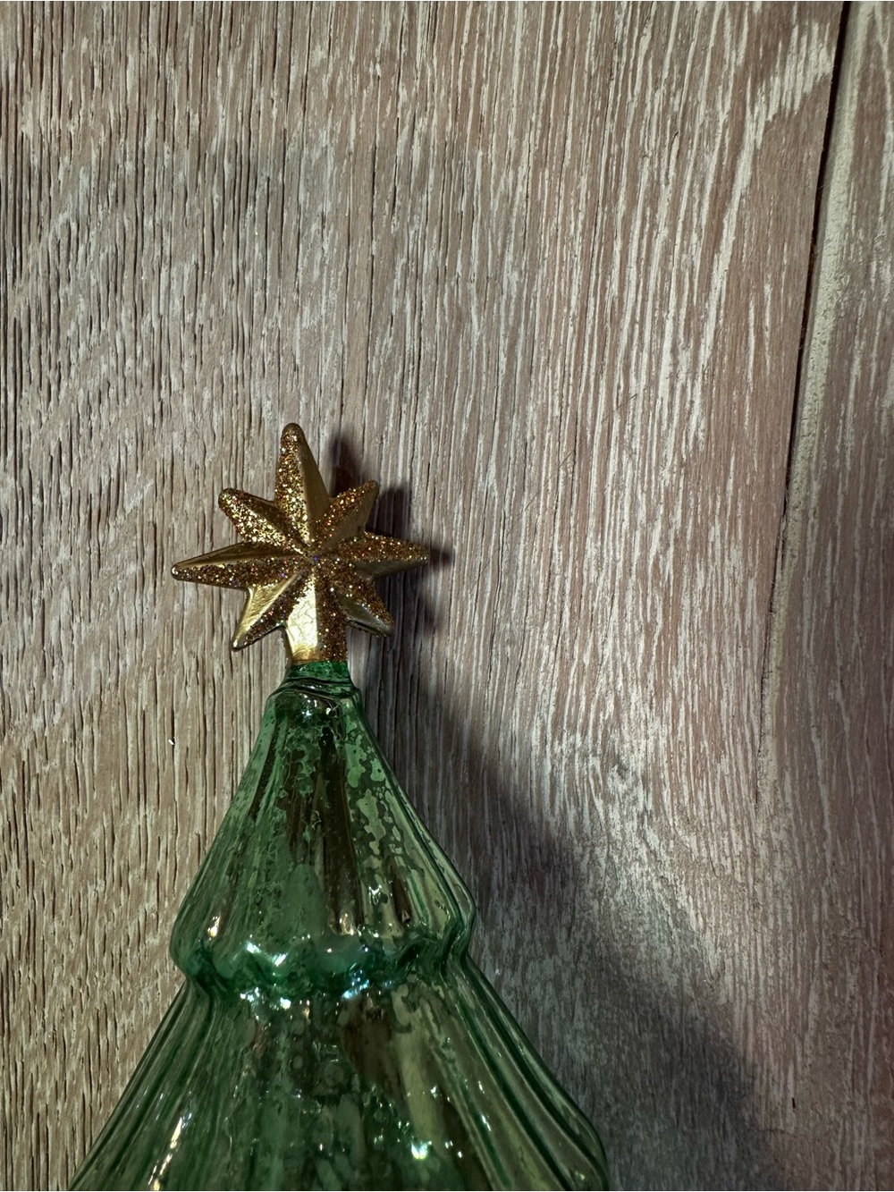 Lenox Green Glass Christmas Tree with Gold Star decor with light - Picture 3 of 10